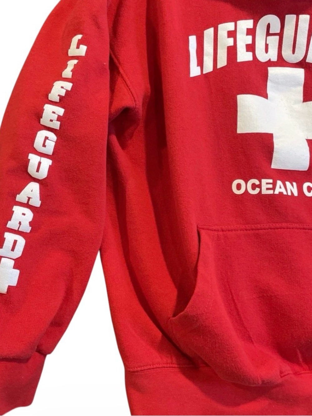Ocean‎ City MD Lifeguard Red Hoodie Sweatshirt Size Large - Picture 3 of 6